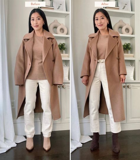 Cold Weather Outfits Petite, Petite Wool Coat, Wool Coat Women Outfit, Camel Wool Coat Outfit, Winter Outfits For Petite Women, Camel Coat Outfit Winter Style, Winter Outfits Petite, Oversized Coat Outfit, Petite Winter Fashion