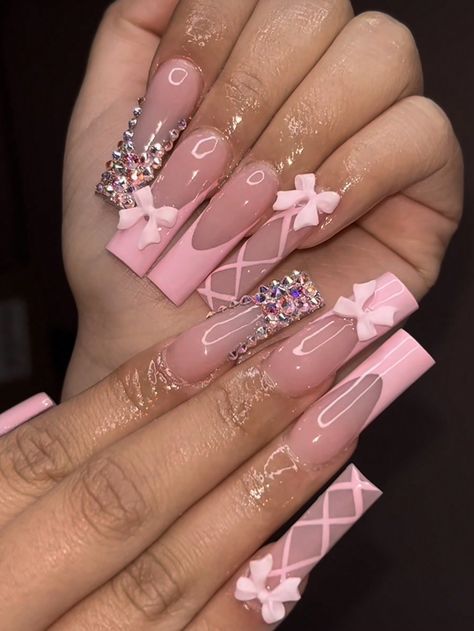 Quinceanera Nails, Nail Swatches, Nails Yellow, Long Acrylic Nail Designs, Girly Acrylic Nails, Style Français, Coffin Shape, Acrylic Nails Coffin Pink, Unique Acrylic Nails