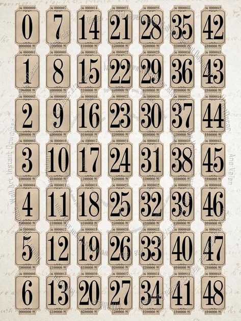 Vintage Tickets, Printable Tickets, Numbers Printable, Vintage Ticket, Etiquette Vintage, طابع بريدي, Vintage Numbers, Printable Collage Sheet, Free Vintage Printables