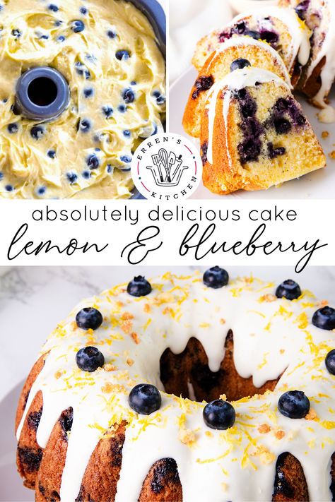 A delicious Homemade Lemon Blueberry Bundt Cake recipe that's super moist, buttery, bursting with juicy blueberries, and topped with decadent lemon cream cheese icing.
This is one of the best dessert cakes you will make!! Perfect for Summer!

Stop at errenskitchen.com for easy, delicious, and even quick recipes for breakfast, lunch, dinner, drinks, and desserts! Honey Recipes Baking, Lemon Cake Icing, Blueberry Lemon Bundt Cake, Lemon And Blueberry Cake, Blueberry Bundt Cake Recipes, Lemon Blueberry Bundt, Lemon Cream Cheese Icing, Blueberry Cake Recipe, Lemon Blueberry Bundt Cake