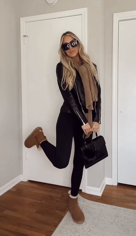 Outfit Office, Faux Leather Motorcycle Jacket, Koolaburra By Ugg, Lauren White, Outfit Posts, Office Outfits, Favorite Products, Mini Fashion, Womens Uggs