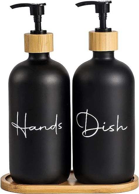 17 oz Hand Soap Dispenser Empty Glass Lotion Pump Bottles, Refillable Liquid Dish Soap Bottles for Bathroom, Kitchen Sink, Black, 2 Pack Kitchen Sink Black, Hand And Dish Soap Dispenser, Glass Soap Dispenser, Dish Soap Dispenser, Liquid Dish Soap, Hand Soap Dispenser, Kitchen Soap Dispenser, Minimalist Bathroom, Liquid Soap