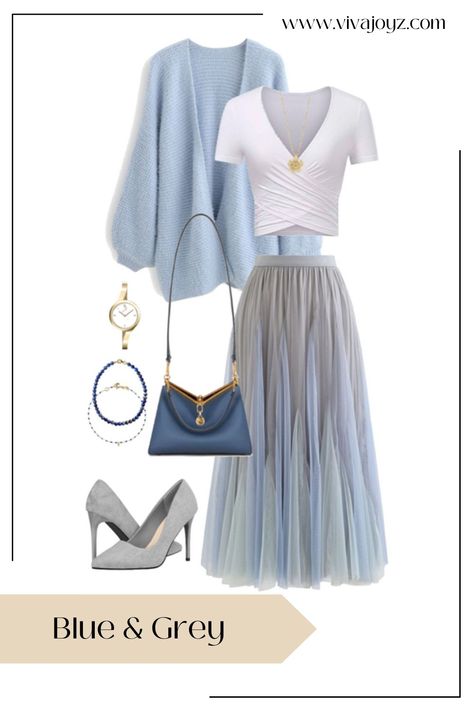 Super cute pastel blue outfit with skirt and fluffy cardigan! Get The Look. Tags: #blueoutfit #aestheticoutfits #cuteoutfits #outfitinspiration #fashioninspiration #cardigans #skirtoutfit #outfitcollage #kawaii #simpleoutfit Pastel Blue Outfit, Street Mirror, Outfit With Skirt, Fluffy Cardigan, Midi Skirt Outfit, Hijab Outfits, Blue Cute, Outfit Collage, Cute Pastel