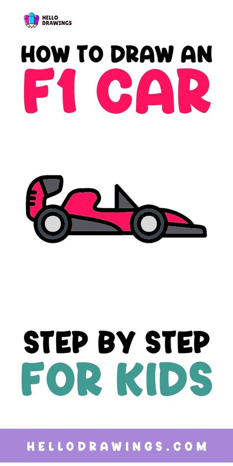 How to Draw an F1 Car | Step by Step Guide for Kids Vehicle Drawing, F1 Car, Formula 1 Car, Car Drawings, Drawing Tutorials, Step By Step Guide, Easy Tutorial, Step Guide, Drawing Tutorial