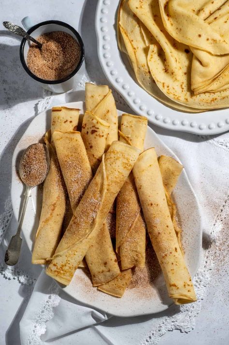 Traditional South African Pancakes Recipe (Pannekoek) African Pancakes, Cinnamon Sugar Pancakes, Homemade Pancakes, South African Recipes, Fool Proof Recipes, Pancake Batter, Recipe Boards, Sweet And Savory, African Food