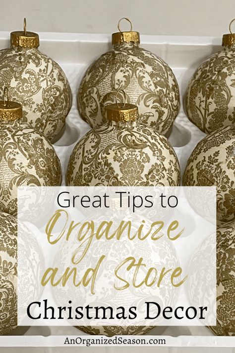 Learn how to organize your Christmas decor and get great tips on how to store it all. Budget-friendly ideas to contain trees, ornaments, lights, wreaths, and pillows! Also links to specialty organizing containers! Please pin this and follow us for more home organization and seasonal decor inspiration! Storing Ornaments, Organizing Containers, Organized Christmas, Plastic Storage Tubs, Store Christmas Decor, Wrap Presents, Tree Box, Christmas Organization, Ornament Storage