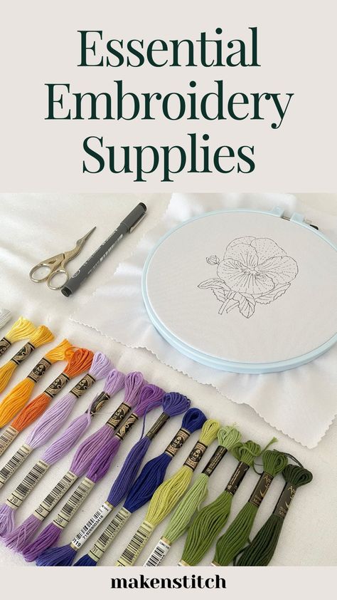 Embroidery Needles Guide, Embroidery Essentials, Water Soluble Fabric, Hand Embroidery Kit, Needle Threader, Types Of Embroidery, Embroidery Scissors, Embroidery Supplies, Fabric Markers