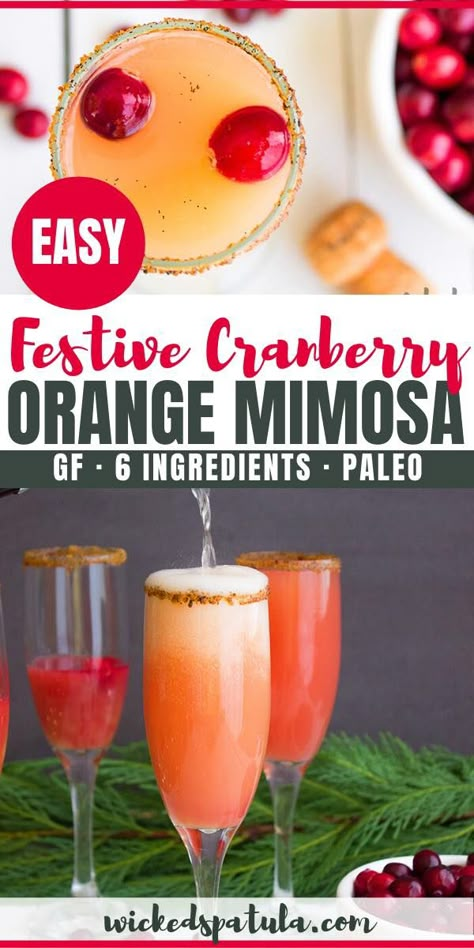 Holiday Orange Cranberry Mimosa Recipe | This holiday cranberry mimosa recipe is bright, beautiful, and bubbly! It takes just a few minutes to make a cranberry orange mimosa for Christmas... or any day. #wickedspatula #paleo #holidaymimosa #mimosa #cranberries #orange #vanilla via @wickedspatula Easy Paleo Appetizers, Paleo Comfort Food Recipes, Cranberry Mimosa Recipe, Orange Mimosa, Paleo Comfort Food, Paleo Roast, Cranberry Mimosa, Paleo Menu, Paleo Dessert Recipes