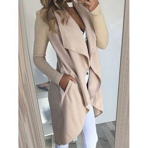 f4a4da9aa7eadfd23c7bdb7cf57b3112desc52677946ri Collage Girl, Slim Fit Coat, House Wife, Tan Cardigan, Lapel Coat, Book Appointment, White Details, Turndown Collar, Coat Outfits