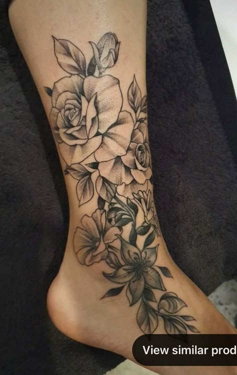 Big Ankle Tattoo Cover Up, Large Ankle Tattoo Cover Up, Foot To Ankle Tattoos For Women, Big Ankle Tattoo, Floral Ankle Tattoo Wraps, Foot And Ankle Tattoos For Women, Ankle And Foot Tattoos For Women, Foot Tattoos For Women Flowers, Side Calf Tattoos For Women