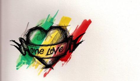 If I didn't already have one over my heart. . . Jamaican Tattoos, Rasta Tattoo, Bob Marley Tattoo, Rasta Art, Reggae Art, Upper Back Tattoos, Tattoo Back, Nature Tattoos, One Love