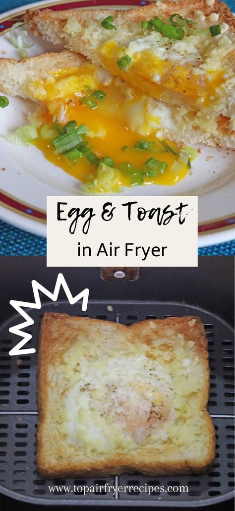 Egg and Toast in Air Fryer Toast In Air Fryer, Air Fryer Recipes Eggs, Fried Egg On Toast, Airfryer Breakfast, Egg And Toast, Egg On Toast, Air Fryer Recipes Breakfast, Air Fryer Recipes Snacks, Easy Breakfast Recipe