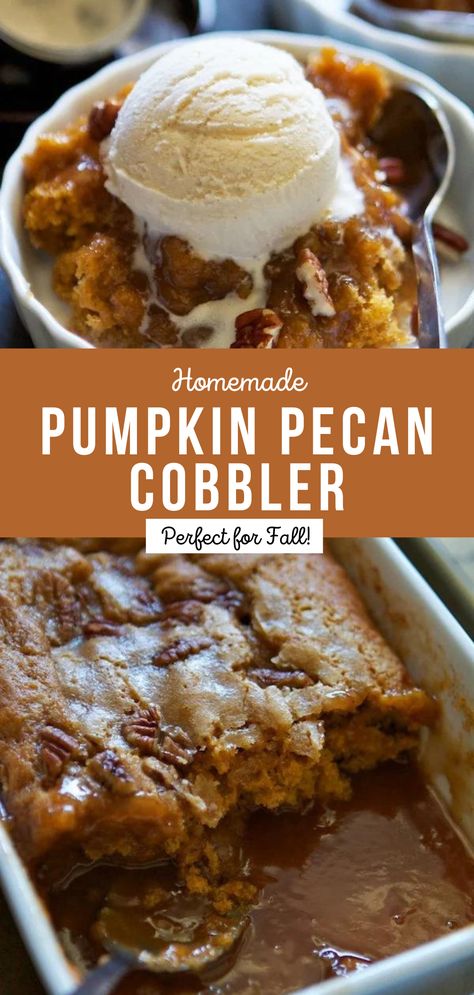 Pecan Cobbler Recipe, Pumpkin Pecan Cobbler, Pecan Cobbler, Pumpkin Recipes Dessert, Cobbler Recipe, Pumpkin Pecan, Cobbler Recipes, Think Food, Thanksgiving Desserts