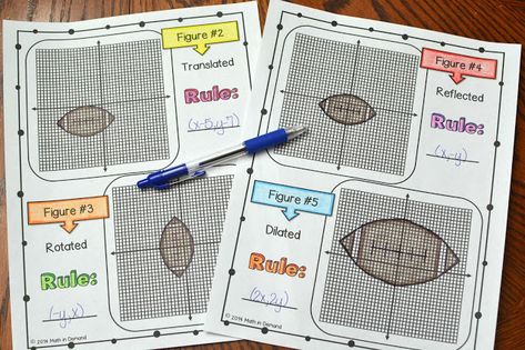 Transformations Activity (Translations, Reflections, Rotations, and Dilations) Dilations Math Activity, Geometry Anchor Chart, Math Early Finishers, Exit Slips, Math 8, Math Interactive, Reflection Art, Pythagorean Theorem, Math Intervention