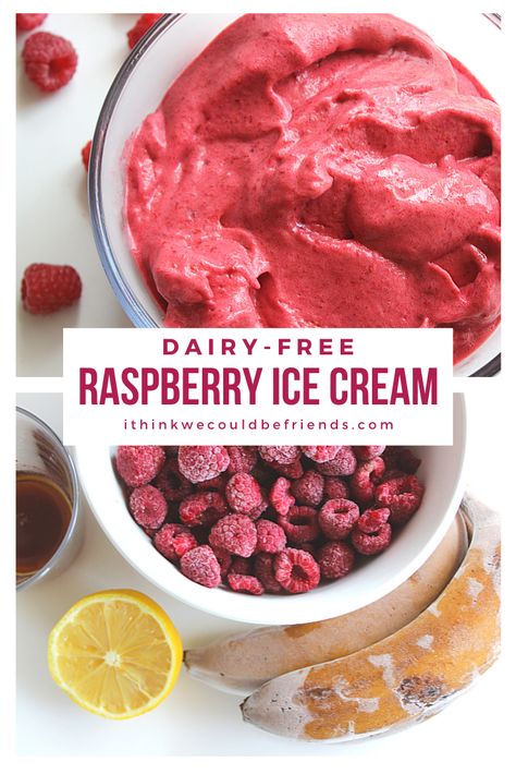 Try this quick and easy dairy-free raspberry ice cream recipe - ONLY 4 ingredients and sooo delicious!  #dairyfree #homemadeicecream #raspberry #summerdesserts #raspberrydesserts #frozendesserts #easyrecipe via @dawnmadsen Raspberry Ice Cream Recipe, Dairy Free Gelato, Non Dairy Ice Cream, Vegan Ice Cream Recipe, Gelato Recipe, Raspberry Desserts, Raspberry Ice Cream, Dairy Free Ice Cream, Raspberry Recipes