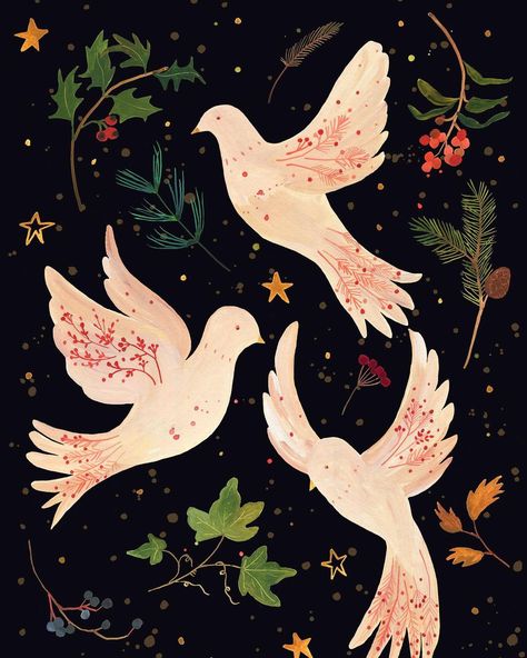 Jennifer Nelson Artists on Instagram: “Just like the white winged dove... a beautiful winter piece from @rachel_grant_art!! #rachelgrant #jennifernelsonartists #winterholiday…” Rachel Grant, Nighttime Sky, Peter Pauper Press, Sew Projects, Winter Mood, Peace And Joy, Christmas Bird, Christmas Card Crafts, Greeting Card Set