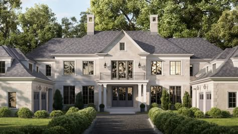 Cast Stone Chateau | Cardello Architects French Chateau Floor Plans, French Chateau House Plans, Chateau Floor Plans, Cape Style House, Modern Mega Mansion, Modern French Chateau, Chateau House Plans, Classical Facade, Cape Style Homes