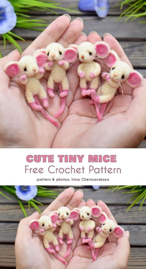 Cute Tiny Mice Free Crochet Pattern | Your Crochet Mice Crochet, Tiny Amigurumi, Confection Au Crochet, Crochet Mouse, Crochet Animals Free Patterns, Crochet Amigurumi Free Patterns, Crochet Amigurumi Free, Crochet Animal Patterns, Crochet Diy