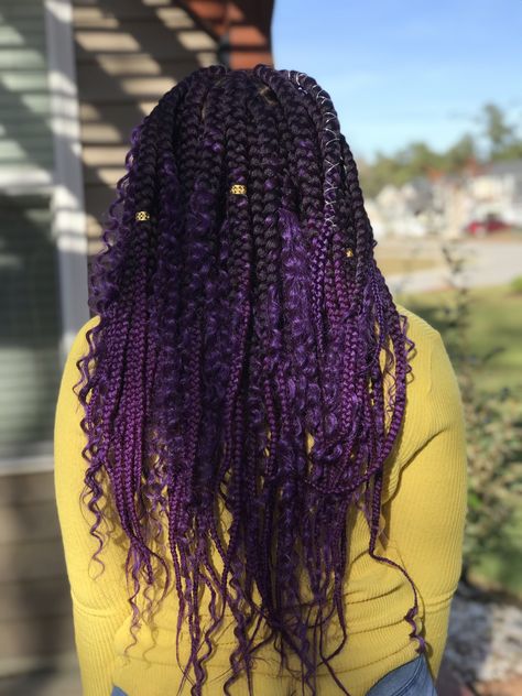 Purple Goddess Braids, Braids Purple, Purple Box Braids, Goddess Twist, Braid Inspiration, Colored Braids, Bohemian Braids, Braided Hairstyle, Afro Style