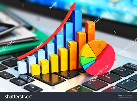 Mobile office, stock exchange market trading, statistics accounting, financial development and banking business concept: bar chart and pie diagram on laptop keyboard and other stationery supplies royalty free image illustration Virginia Henderson, Inventory Management Software, Business Valuation, Accounting Services, Warren Buffett, Investment Portfolio, Sales Strategy, E Learning, Stock Exchange