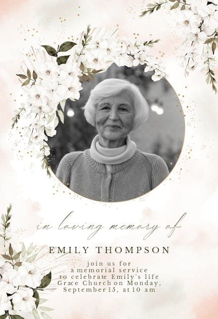 Obituaries Ideas, Memorial Announcement, Memorial Book, Memorial Service Invitation, Flowers Frame, Greetings Island, Memorial Cards, Anniversary Invitations, Card Templates Free