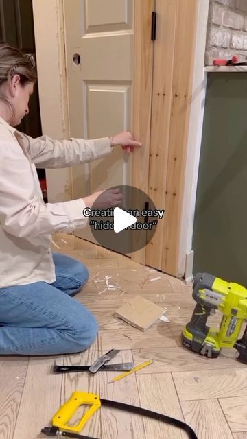 @life_hacks on Instagram: "DIY hidden door... what would you use this for? 👀💡 (credit: @rebeccaandgenevieve)  🎶: @lofifruitsmusic #yellow" Diy Hidden Door Ideas, How To Make Hidden Door, Hidden Door Handle Ideas, Hidden Entry Closet, Crawlspace Door Ideas Interior, Diy Hidden Storage Ideas Hiding Places, Diy Panic Room, Hidden Doors In Walls Diy, Hidden Door Ideas In Wall Bathroom