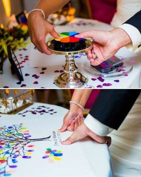 Rainbow Wedding Theme, Wedding Guests Photos, Thumbprint Tree, Queer Weddings, Budget Friendly Wedding, Rainbow Wedding, Lgbtq Wedding, Bride And Groom Gifts, Lesbian Wedding