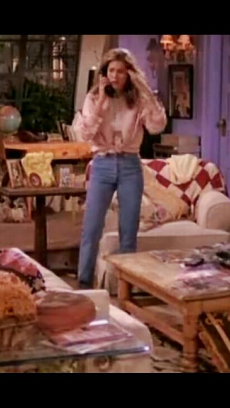 Friends Rachel Outfits, Green Jeans Outfit, Rachel Green Style, Friends Outfits, Rachel Green Outfits, Rachel Friends, Green Outfits, 90s Inspired Outfits, Outfits Jeans