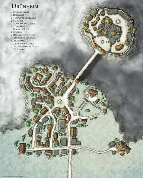 Fantasy City Map, Fantasy Map Making, Village Map, Dnd World Map, Fantasy Town, Fantasy World Map, Dungeons And Dragons Art, Tabletop Rpg Maps, Dnd Maps