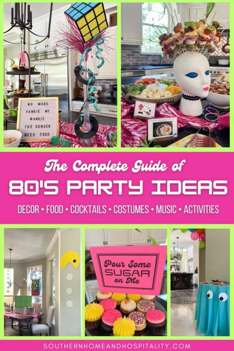 80s Music Theme Party, 80s Anniversary Party, 1980s Prom Decorations, 80s Theme Party Activities, Easy 80s Party Decorations, 80s Party Menu Ideas, 80s Party Centerpiece Ideas, 80s Inspired Party Food, Decades Party Food Ideas