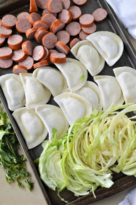 Frozen Perogies Recipe Dinners, Perogies Sheet Pan, Pierogi Sheet Pan, Ring Bologna Sheet Pan Dinner, Perogies Recipe Sauce, Pierogi Sheet Pan Dinner, Sausage And Perogie Sheet Pan Dinner, Oven Perogies, Perigees Recipes