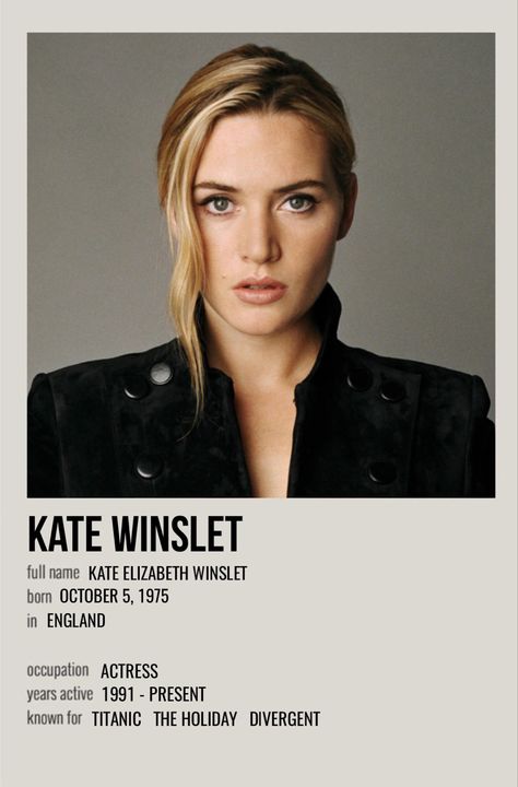 minimal polaroid celeb poster for kate winslet Celeb Posters, Kate Winslet Movies, Jennifer Aniston Movies, Celebrity Posters, Actors Birthday, Polaroid Posters, Celebrity Prints, Tv Shows Funny, Film Posters Minimalist