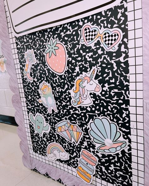 Swipe to see the cutest composition notebook done by @kinder.and.kindness from our Shimmer Pop collection! 📓🫶🏻 We have had an overwhelming response to our Senior Year fadeless bulletin board paper and are working as fast as we can to get it restocked! #compositionnotebook #classroomdecor #classroomdecoration #classroomsetup #classroomideas #pastelclassroomdecor Retro Classroom Bulletin Board, Groovy Glitter Classroom, Bulletin Board Paper, Pop Collection, Composition Notebook, Classroom Setup, Senior Year, Bulletin Boards, Bulletin Board