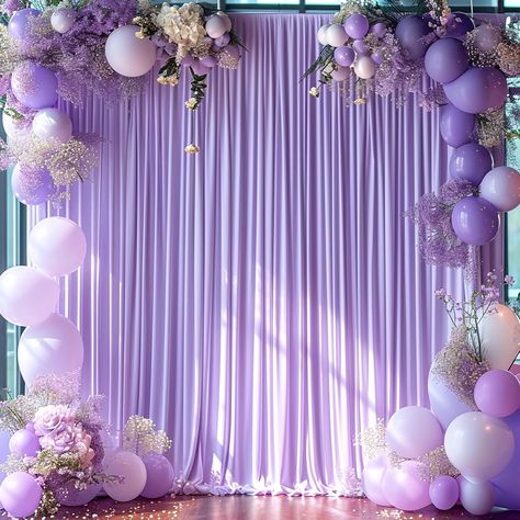 Amazon.com : 10x10 Lavender Backdrop Curtain for Parties Wedding Wrinkle Free Light Purple Photo Curtains Backdrop Drapes Fabric Decoration for Baby Shower Photoshoot 5ft x 10ft,2 Panels : Electronics Wedding Light Purple, Lavender Backdrop, Curtains Backdrop, Baby Shower Photoshoot, Light Purple Wedding, Lila Party, Shower Photoshoot, Purple Party Decorations, Tangled Wedding