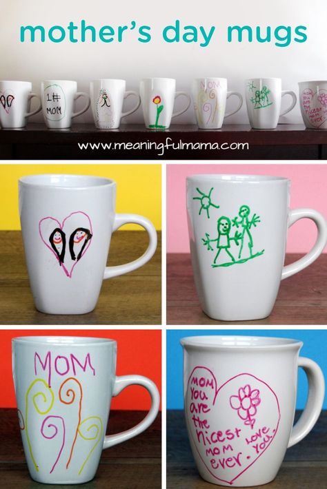 A DIY mug is a fantastic Mother’s Day gift or craft to do with your toddlers this spring. Encourage your little artists to be creative and make a one-of-a-kind coffee cup for mommy. This is a fun activity for them and an irreplaceable gift for you to treasure. Inexpensive Mother's Day Gifts, Crafts Classroom, Easy Mother's Day Crafts, Mother's Day Projects, Mother's Day Activities, Homemade Mothers Day Gifts, Mug Crafts, Diy Mugs, Mothers Day Crafts For Kids