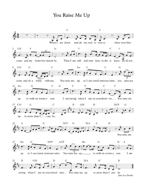 Afbeeldingsresultaat voor you raise me up chords Up Sheet Music, Free Violin Sheet Music, Piano Songs Sheet Music, Easy Sheet Music, Hymn Sheet Music, Trumpet Sheet Music, Hymn Music, Trumpet Music, Piano Music Lessons