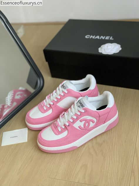 Chanel CC Logo Tennis Pink Leather and White Fabric Lace Up Sneakers Chanel Tennis Shoes, Thom Browne Shoes, Mcm Shoes, Acne Studios Shoes, Balmain Shoes, Supreme Shoes, Rene Caovilla Shoes, Moschino Shoes, Roger Vivier Shoes