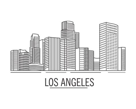 Los Angeles Landscape, Skyline Drawing, Wallpaper Website, Los Angeles Skyline, Skyline Silhouette, Los Angeles City, City Drawing, Happy Birthday Greeting Card, City Illustration