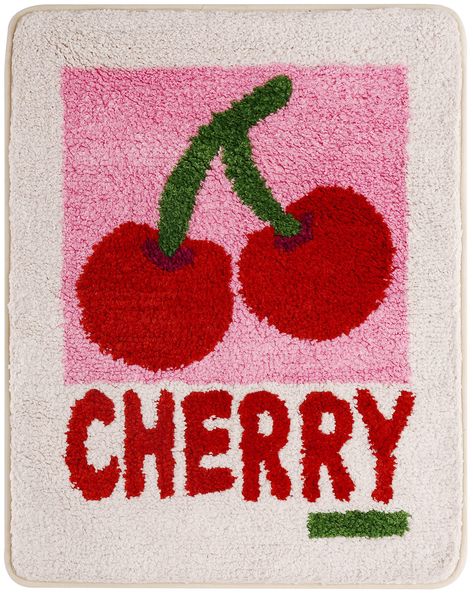 Pink Bathroom Rugs, Poster Cafe, Fruits Decoration, Cute Bath Mats, Funny Fruit, Fruit Decorations, Cherry Fruit, Bathroom Tub, Vintage Tin Signs