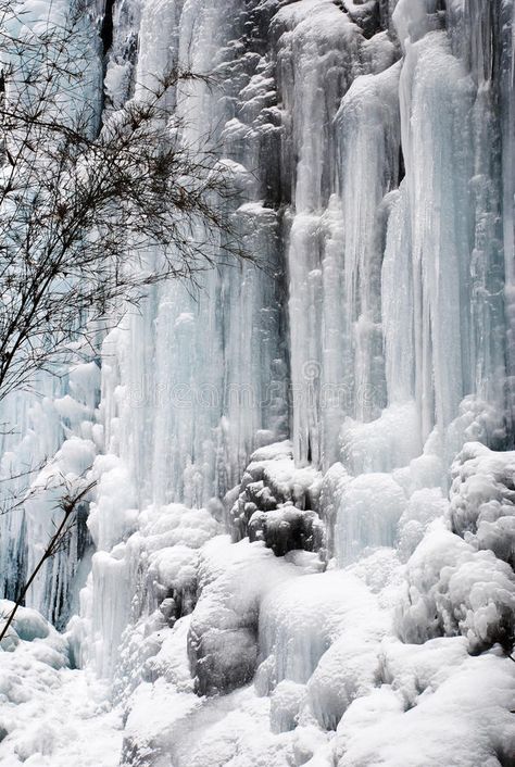 Frozen waterfall and Snow. Ice formation from a frozen waterfall above a cave. P #Sponsored , #ADVERTISEMENT, #Sponsored, #waterfall, #frozen, #cave, #Snow Cliff Landscape, Ice Aesthetic, Frozen Waterfall, Snow Elf, Blue People, Winter Fairy, Snow Ice, Dark Winter, Winter Magic