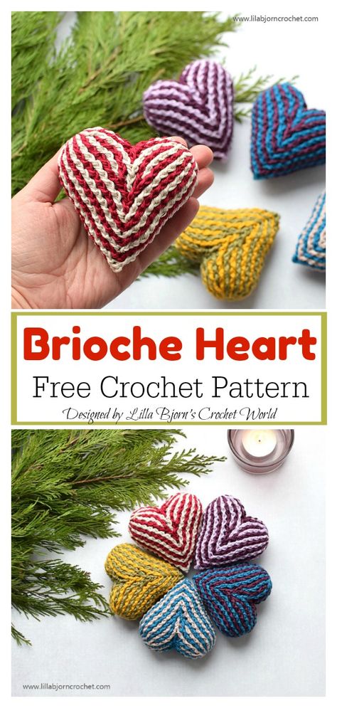 3D Brioche Heart Free Crochet Pattern Valentine Crochet, 3d Hearts, Quick Crochet Projects, Crochet Hearts, Heart Crochet, Crochet Heart Pattern, Valentines Crochet, 3d Heart, Crochet World