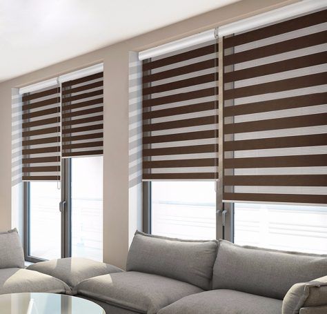 zebra blinds - liberty shutters Sofa Reupholstery, Cortina Roller, Cheap Blinds, Zebra Shades, Measuring Curtains, Zebra Blinds, Made To Measure Blinds, Double Roller Blinds, Fabric Blinds