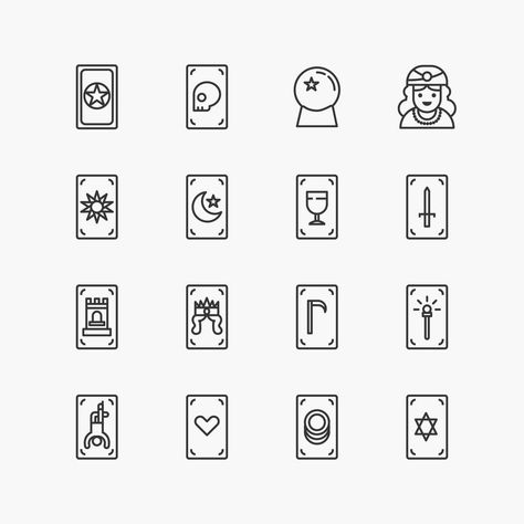 Tarot Symbols, Card Drawing, Drawings Simple, Icon Collection, Line Icon, Design Vector, Tarot Cards, Simple Design, Easy Drawings