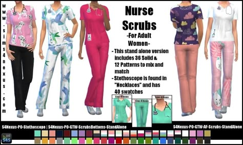 -Project Override- Female Nurse Scrubs -Original Content- | Sims 4 Nexus Sims 4 Doctor Scrubs Cc, Sims 4 Medical Cc, Sims 4 Doctor Cc, Cute Nursing Outfits, Nursing Outfit, Female Nurse, Nurse Outfit, Nurse Scrubs, Cc Sims4