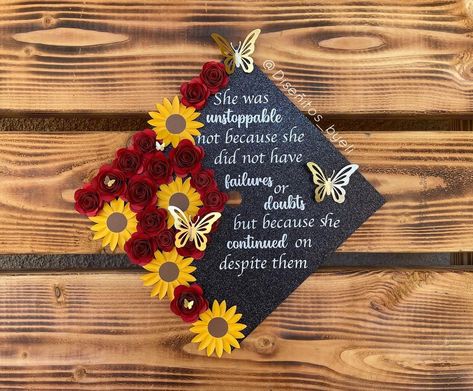 Sunflowers and Roses 🌹🌻#gradcapdesign | Instagram Sunflower Graduation Cap, Red Roses And Sunflowers, Sunflowers And Roses, Grad Cap Designs, Cap Decoration, Graduation Cap Decoration, Cap Decorations, Grad Cap, April 7