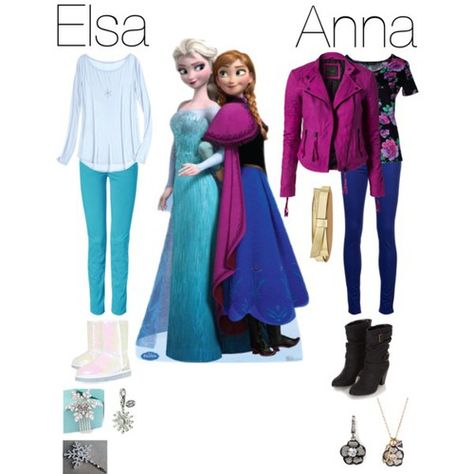 ANNA AND ELSA OUTFIT Elsa Disneybound, Frozen Inspired Outfits, Disney Princess Inspired Outfits, Elsa Outfit, Disney Bound Outfits Casual, Frozen Outfits, Cosplay Disney, Princess Inspired Outfits, Disney Princess Outfits