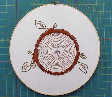 I am going to have to make this someday! Family Tree Embroidery, Custom Family Tree, Embroidery Leaf, Family Trees, Tree Rings, Ideas Family, Needle Arts, Embroidery Inspiration, Diy Embroidery