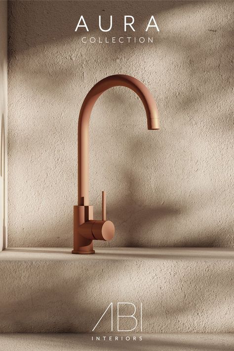 Our Aura Collection fuses art and function in a fixture that is often overlooked. We’ve adorned the elegant curves of our Elysian Kitchen Mixer in six earthy colours, allowing you to make a bold statement in your space without the need for an extensive upgrade. Explore the range online today. Abi Bathrooms, Abi Interiors, Colour Samples, Pastel Kitchen, Beautiful Bathroom Designs, Bathroom Design Trends, Brass Sink, Bathroom Trends, Gorgeous Kitchens