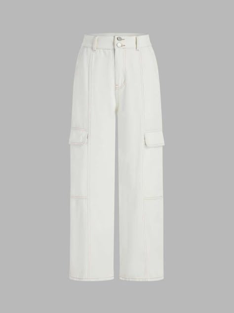 Cargo Pants White Bg, White Pants Aesthetic, Cargo Pants Png, Cargo White Pants, White Cargo Pants Outfit, Cargo Pants Aesthetic, White Cargos, Celana Kargo, Pocket Cargo Pants