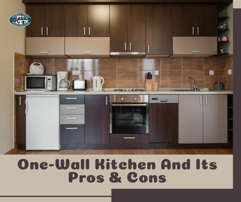 Kitchen Along One Wall, Kitchen Design Small Single Wall, Kitchen All On One Wall, Single Wall Appliances, Small Kitchen Single Wall, Kitchen On One Wall, Kitchen One Wall, Single Wall Kitchen Ideas, One Wall Kitchen Ideas